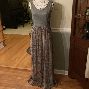 Paper Crane Gray Maxi Dress Sleeveless Scoop Neck Sundress